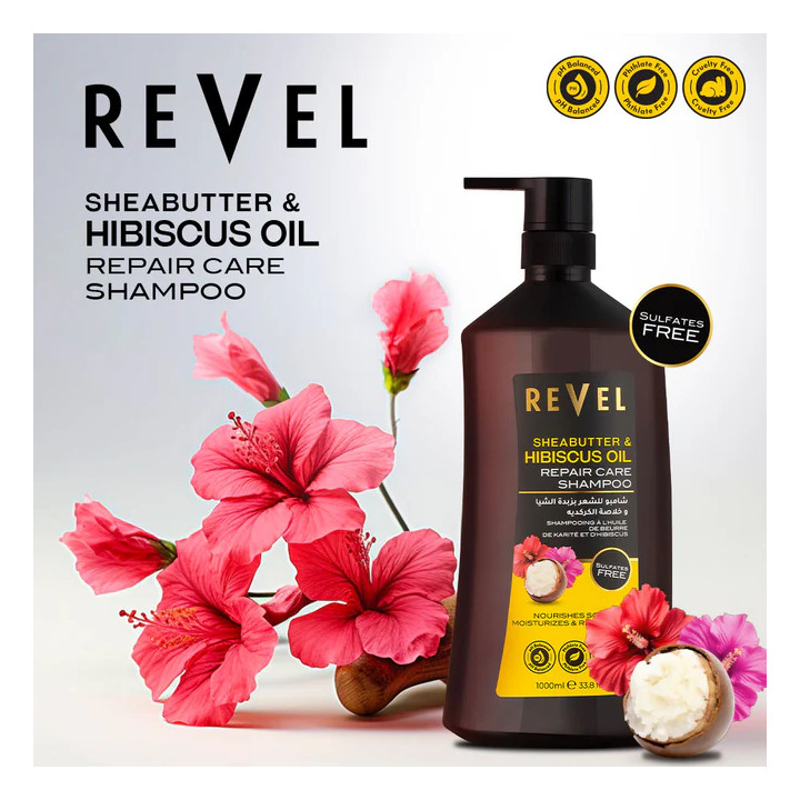 REVEL SHAMPOING SHEA BUTTER AND HIBISCUS OIL 1L REVEL SHAMPOING SHEA BUTTER AND HIBISCUS OIL 1L