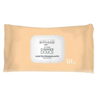 8436097091928-BYPHASSE LINGETTES DEMAQUILLANTES HUILE D'AMANDE 40PCS