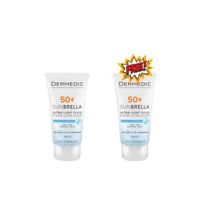 DERMEDIC Écran Sunbrella SPF50+ Peau Sèche (1+1 GRATUIT)