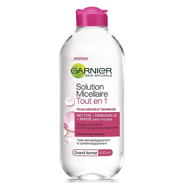 Garnier solution micellaire tout en 1 peaux sensibles 400ml + super uv invisible serum sunscreen spf 50 pa++++ uva/b main image 0