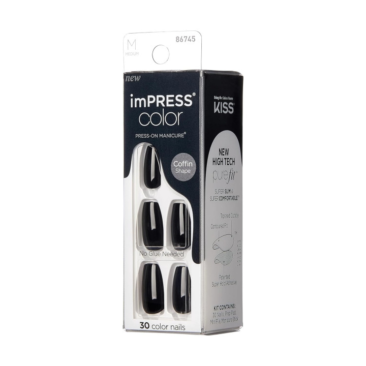 FAUX ONGLES IMPRESS MAINS ALL BLACK OVAL (IMC512C)