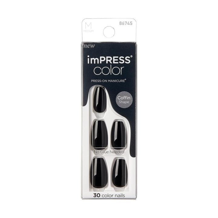 FAUX ONGLES IMPRESS MAINS ALL BLACK OVAL (IMC512C)